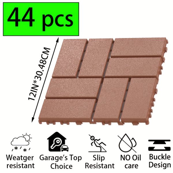 waterproof interlocking deck tiles waterproof anti slip interlocking patio tiles | ideal for garden, walkway, balcony, courtyard and porch decoration, made of plastic material, easy to clean and maintain