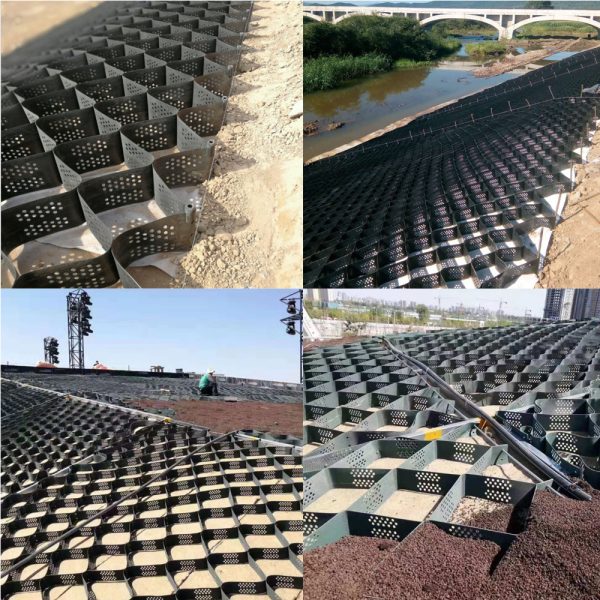 2.5m*4m*5cm hdpe ground grid honeycomb geocell permeable pavers subgrade reinforcement grass planting slope protection honeycomb geocell