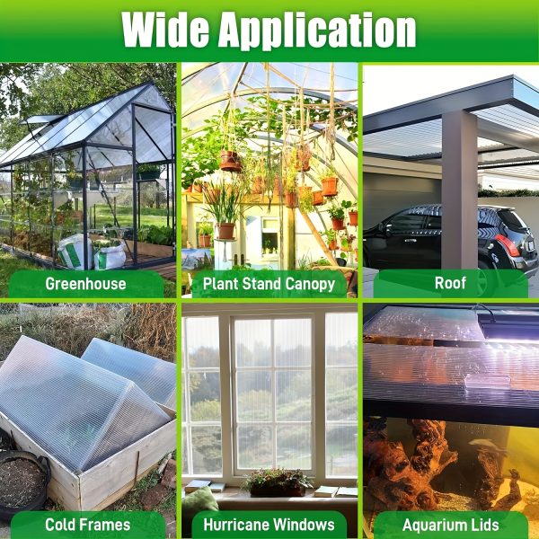 16 pack polycarbonate greenhouse panels, twin wall polycarbonate sheets, greenhouse replacement panels all weather clear roof panels 4' x 2' x 0.12''u002f0.24''u002f0.36''