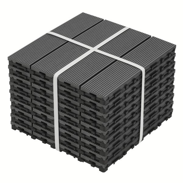 9pcs heavy duty & recyclable wood plastic interlocking deck tiles 11.8