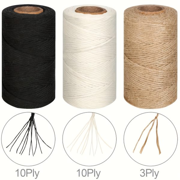 3u002f4 rolls natural jute twine, 2mm thin white cotton rope for crafts, art, gardening, gift wrapping, decoration, packing