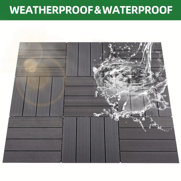 9pcs heavy duty & recyclable wood plastic interlocking deck tiles 11.8