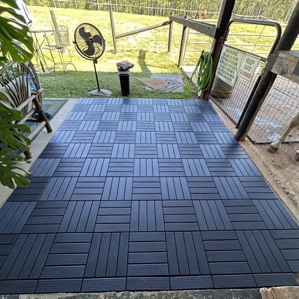 plastic interlocking deck bricks, 44 terrace deck bricks, square waterproof outdoor all weather use, swimming pool balcony backyard terrace deck tiles