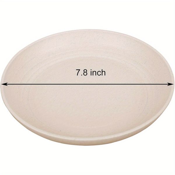 7. 8 inches unbreakable wheat straw plates lightweight & reusable plate sets of 4 for kitchen dishes dishwasher & microwave safe healthy, bpa free & eco ( beige)