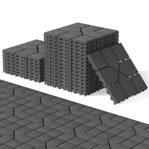 44 pack 12x12 square waterproof outdoor deck tiles interlocking, all weather, slip resistant, easy assembly patio decking for poolside, balcony, backyard