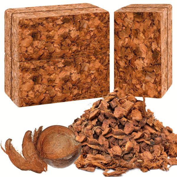 2u002f4u002f6 pack 100% coconut husk chips low ec & ph balanced, high expansion coco husk mulch for garden, flowers, herbs planting substrate with natural drainage & soil erosion control, flower plant support, highquality mulch