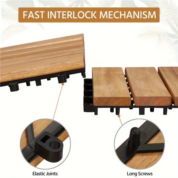 27u002f54u002f81u002f162pcs interlocking patio deck tiles 11.8 x 11.8in wood floor tiles outdoor flooring for patio garden deck poolside browngolden