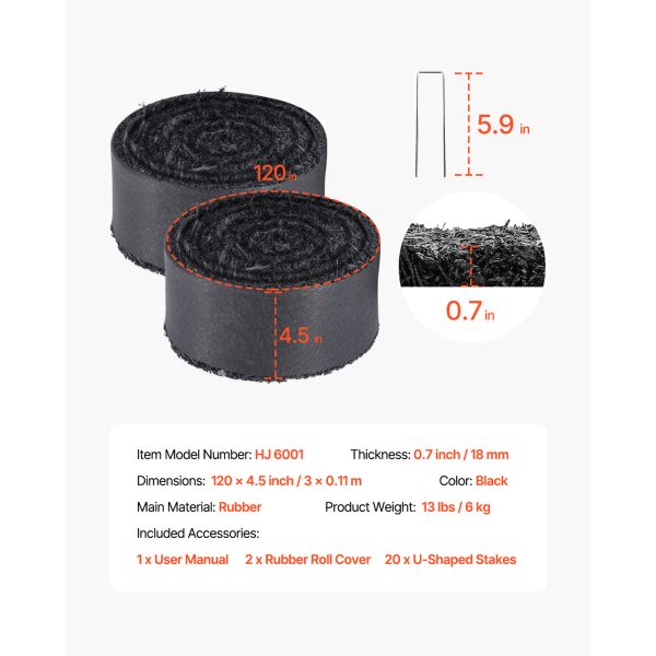 vevor rubber mulch for landscaping, 1 roll u002f2 rollsu002f4 rolls rubber mulch mat 96 inchu002f120 inch, permanent rubber pathway, natural looking black mulch garden edging for plants, vegetables & flower garden barrier