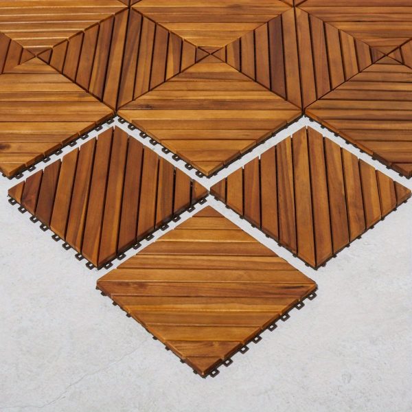 dashiell 12 diagonal slat acacia interlocking deck tile (set of 10 tiles)