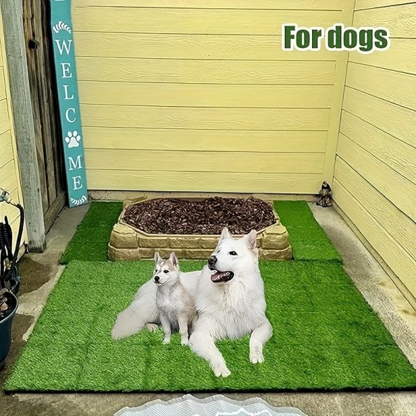10pcs interlocking grass tiles spliced turf board & permeable pet potty mat with stable backing, 12x12 inch durable plastic outdoor flooring for balcony, patio, garden easy click together installation, patio upgrade, natural look mat, easyinstall mat