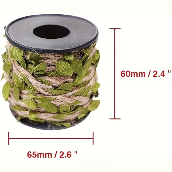 32ft natural jute twine with green leaf design heavy duty hemp rope for gardening, crafts, and home decor, earthy texture for rustic projects, home decor accents | rustic aesthetic | natural material