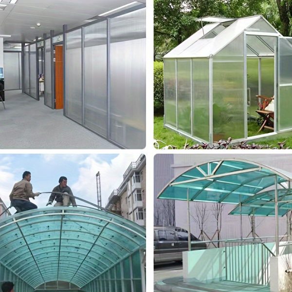 durable polycarbonate uv resistant polycarbonate roofing panel roll | durable transparent insulation skylight, 393 inch for greenhouse, garden, agriculture, sunshade, construction