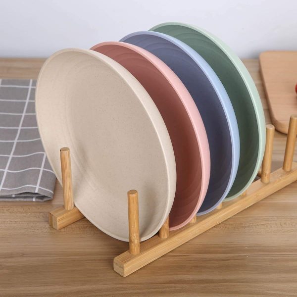 7. 8 inches unbreakable wheat straw plates lightweight & reusable plate sets of 4 for kitchen dishes dishwasher & microwave safe healthy, bpa free & eco ( beige)