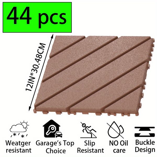 waterproof interlocking deck tiles waterproof anti slip interlocking patio tiles | ideal for garden, walkway, balcony, courtyard and porch decoration, made of plastic material, easy to clean and maintain