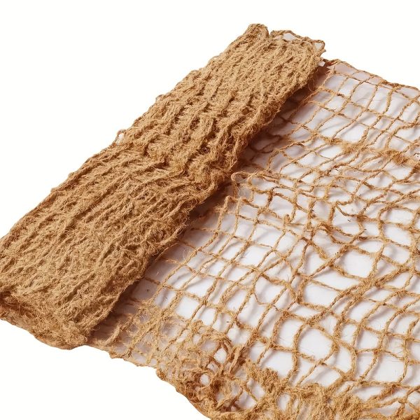 1pc, natural coir erosion control netting oversized coconut fiber slope matting, anti soil erosion, loosely woven mesh for raised bed seed mulching & agricultural use, earthy tan color, 1 roll, erosion control mesh for slope