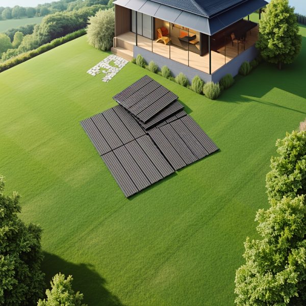wood plastic composite deck tiles set of 20, fsc composite decking resist rust, water, weather, easy to diy & maintain, ideal for patios, balconies, rooftops, light coffee color