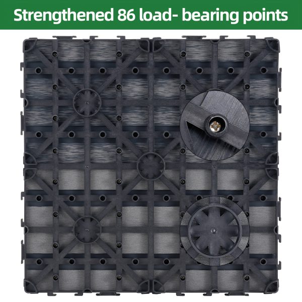 9pcs heavy duty & recyclable wood plastic interlocking deck tiles 11.8