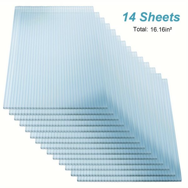 2' (w) x 4' (l) polycarbonate panel, twin wall polycarbonate sheets waterproof uv protected reinforced clear sheets for greenhouse, outdoor, plant stand roof