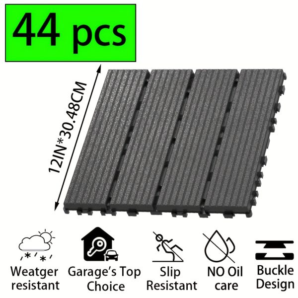 waterproof interlocking deck tiles waterproof anti slip interlocking patio tiles | ideal for garden, walkway, balcony, courtyard and porch decoration, made of plastic material, easy to clean and maintain