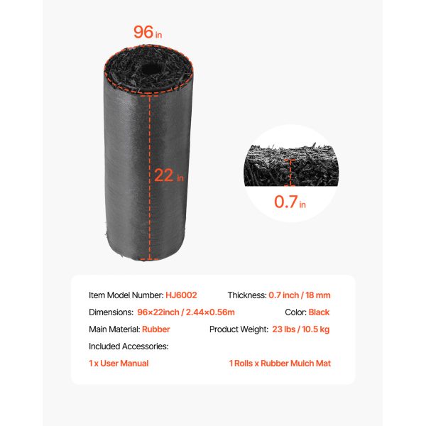 vevor rubber mulch for landscaping, 1 roll u002f2 rollsu002f4 rolls rubber mulch mat 96 inchu002f120 inch, permanent rubber pathway, natural looking black mulch garden edging for plants, vegetables & flower garden barrier
