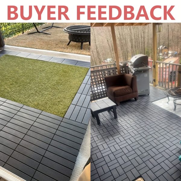 waterproof interlocking deck tiles waterproof anti slip interlocking patio tiles | ideal for garden, walkway, balcony, courtyard and porch decoration, made of plastic material, easy to clean and maintain