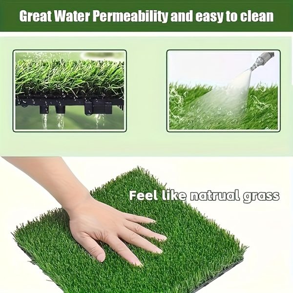 10pcs interlocking grass tiles spliced turf board & permeable pet potty mat with stable backing, 12x12 inch durable plastic outdoor flooring for balcony, patio, garden easy click together installation, patio upgrade, natural look mat, easyinstall mat