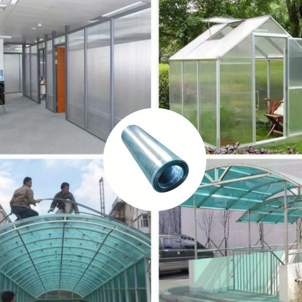 durable polycarbonate uv resistant polycarbonate roofing panel roll | durable transparent insulation skylight, 393 inch for greenhouse, garden, agriculture, sunshade, construction