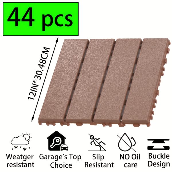 waterproof interlocking deck tiles waterproof anti slip interlocking patio tiles | ideal for garden, walkway, balcony, courtyard and porch decoration, made of plastic material, easy to clean and maintain