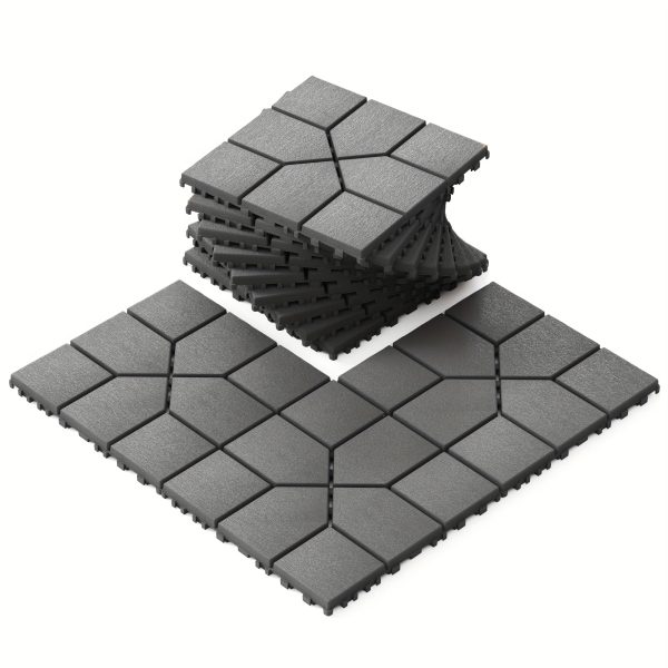 44 pack 12x12 square waterproof outdoor deck tiles interlocking, all weather, slip resistant, easy assembly patio decking for poolside, balcony, backyard