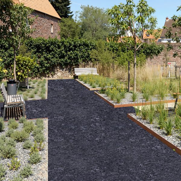 vevor rubber mulch for landscaping, 1 roll u002f2 rollsu002f4 rolls rubber mulch mat 96 inchu002f120 inch, permanent rubber pathway, natural looking black mulch garden edging for plants, vegetables & flower garden barrier