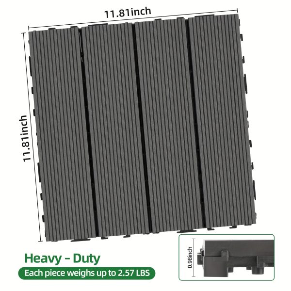 9pcs heavy duty & recyclable wood plastic interlocking deck tiles 11.8