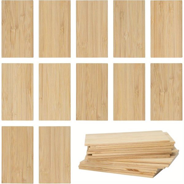 20pcs recycled bamboo engraving blanks natural wood rectangle craft sticks for diy art, jewelry making & gifts, smooth surface for engraving tools, wooden cutouts for crafts, diy art projects, simple design