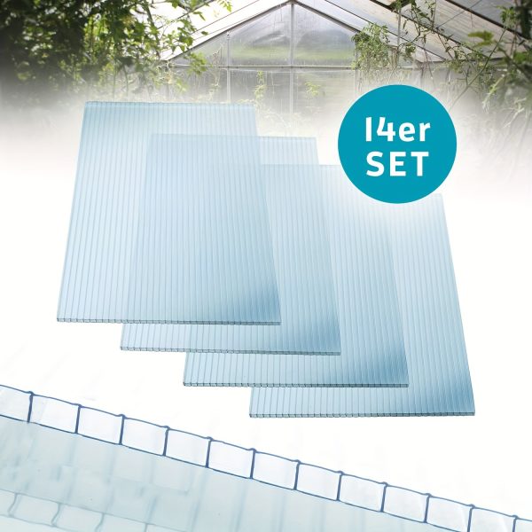 2' (w) x 4' (l) polycarbonate panel, twin wall polycarbonate sheets waterproof uv protected reinforced clear sheets for greenhouse, outdoor, plant stand roof