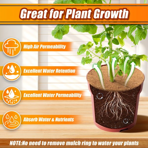 8pcs round coconut shell fiber plant mulch, fiber flat pad tight anti grain pad flowerpot pad with opening in the middle