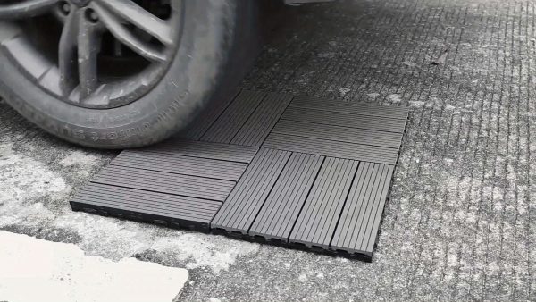 wood plastic composite deck tiles set of 20, fsc composite decking resist rust, water, weather, easy to diy & maintain, ideal for patios, balconies, rooftops, light coffee color
