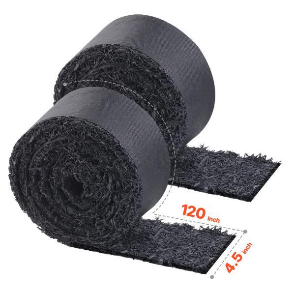 vevor rubber mulch for landscaping, 1 roll u002f2 rollsu002f4 rolls rubber mulch mat 96 inchu002f120 inch, permanent rubber pathway, natural looking black mulch garden edging for plants, vegetables & flower garden barrier
