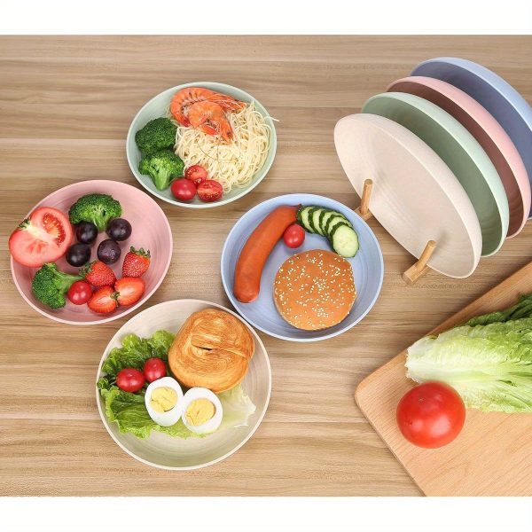 7. 8 inches unbreakable wheat straw plates lightweight & reusable plate sets of 4 for kitchen dishes dishwasher & microwave safe healthy, bpa free & eco ( beige)