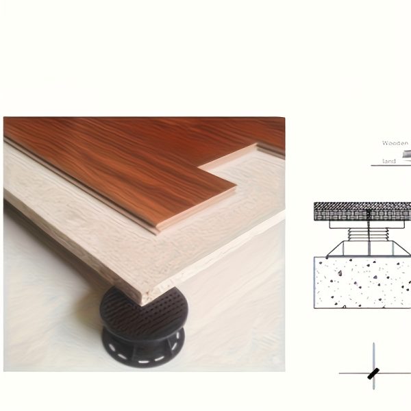 prefabricated ground supports and wall elevation brackets suitable for outdoor terraces, plastic decks and adjustable paving bases
