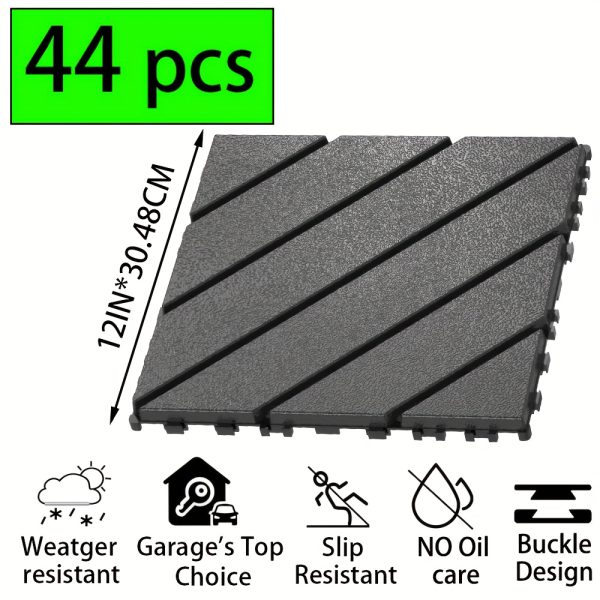 waterproof interlocking deck tiles waterproof anti slip interlocking patio tiles | ideal for garden, walkway, balcony, courtyard and porch decoration, made of plastic material, easy to clean and maintain
