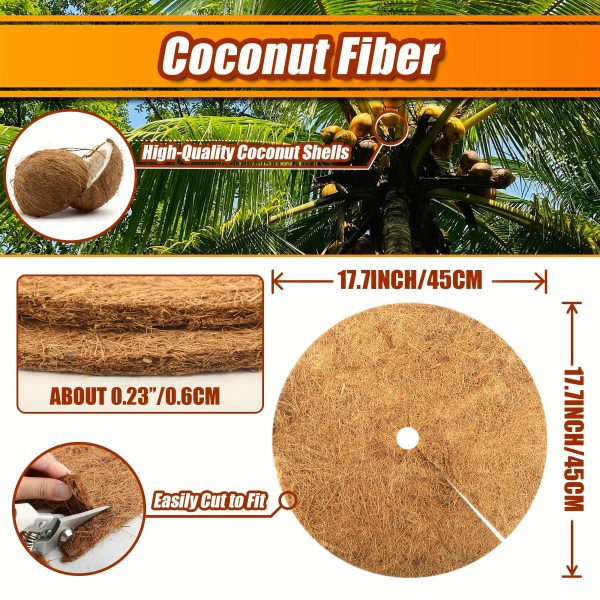 8pcs round coconut shell fiber plant mulch, fiber flat pad tight anti grain pad flowerpot pad with opening in the middle