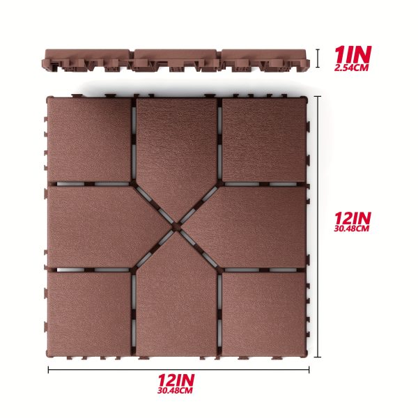 44 pack 12x12 square waterproof outdoor deck tiles interlocking, all weather, slip resistant, easy assembly patio decking for poolside, balcony, backyard