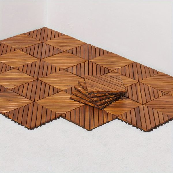 dashiell 12 diagonal slat acacia interlocking deck tile (set of 10 tiles)