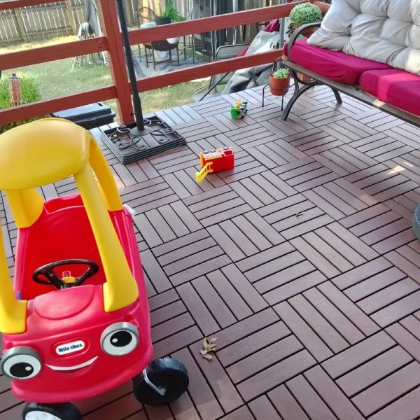 plastic interlocking deck bricks, 44 terrace deck bricks, square waterproof outdoor all weather use, swimming pool balcony backyard terrace deck tiles