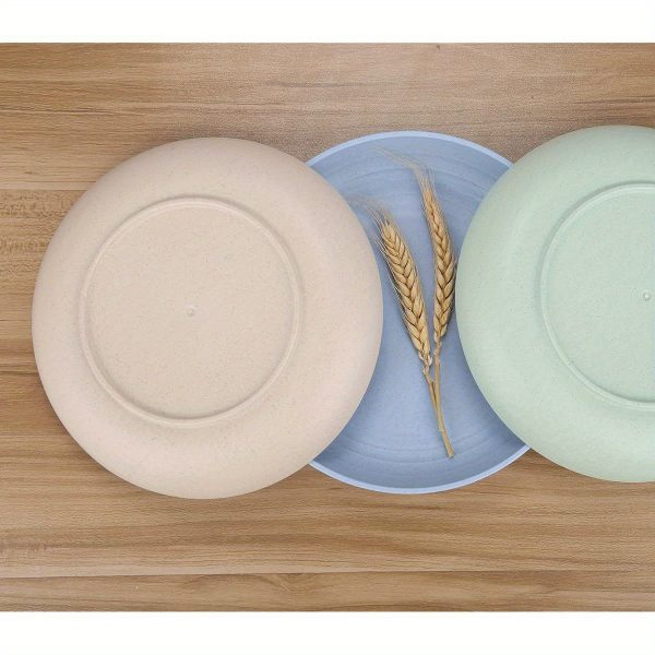 7. 8 inches unbreakable wheat straw plates lightweight & reusable plate sets of 4 for kitchen dishes dishwasher & microwave safe healthy, bpa free & eco ( beige)
