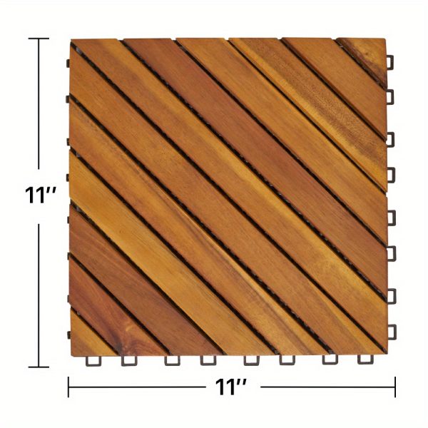 dashiell 12 diagonal slat acacia interlocking deck tile (set of 10 tiles)