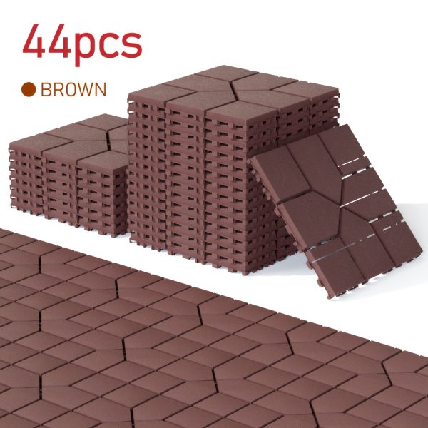 44 pack 12x12 square waterproof outdoor deck tiles interlocking, all weather, slip resistant, easy assembly patio decking for poolside, balcony, backyard