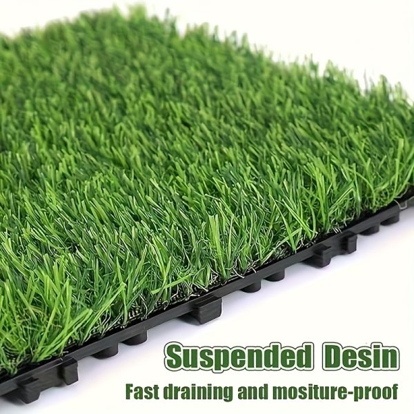 10pcs interlocking grass tiles spliced turf board & permeable pet potty mat with stable backing, 12x12 inch durable plastic outdoor flooring for balcony, patio, garden easy click together installation, patio upgrade, natural look mat, easyinstall mat