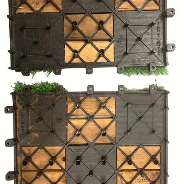10pcs 12 inch x 12 inch acacia wood interlocking flooring tiles grass deck tile green 20 pins