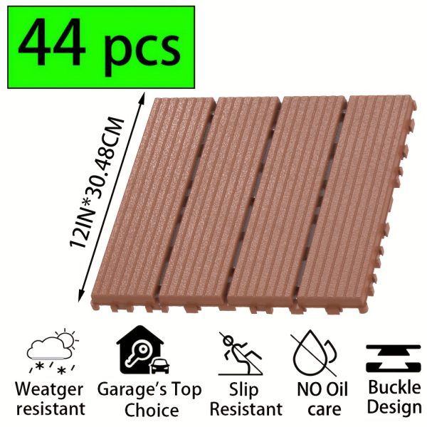 waterproof interlocking deck tiles waterproof anti slip interlocking patio tiles | ideal for garden, walkway, balcony, courtyard and porch decoration, made of plastic material, easy to clean and maintain