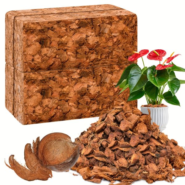 2u002f4u002f6 pack 100% coconut husk chips low ec & ph balanced, high expansion coco husk mulch for garden, flowers, herbs planting substrate with natural drainage & soil erosion control, flower plant support, highquality mulch